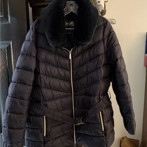 Michael Kors Black Puffer Jacket with Belt